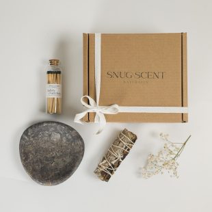 White Sage & Black Sage Smudging Kit with Real Marble Dish