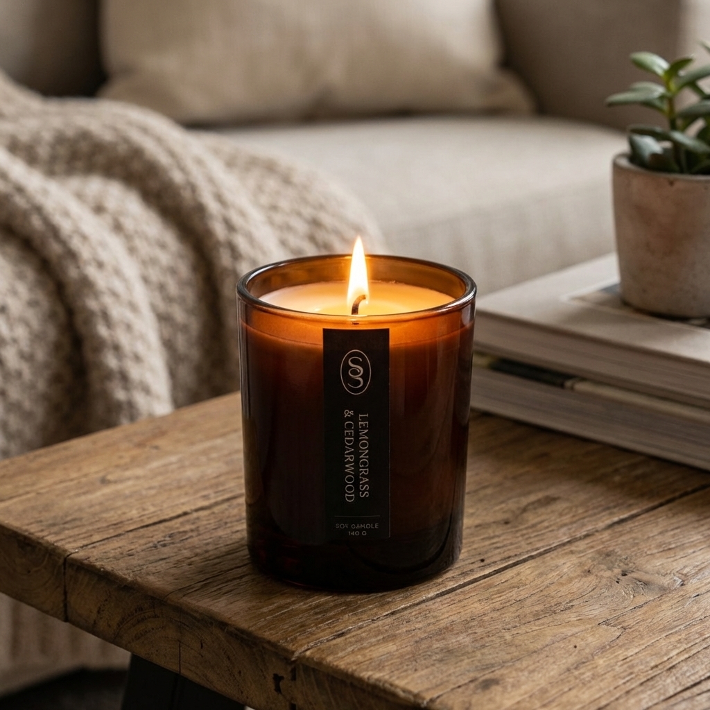 Lemongrass & Cedarwood Natural Soy Candle - Rejuvenating - Image 3