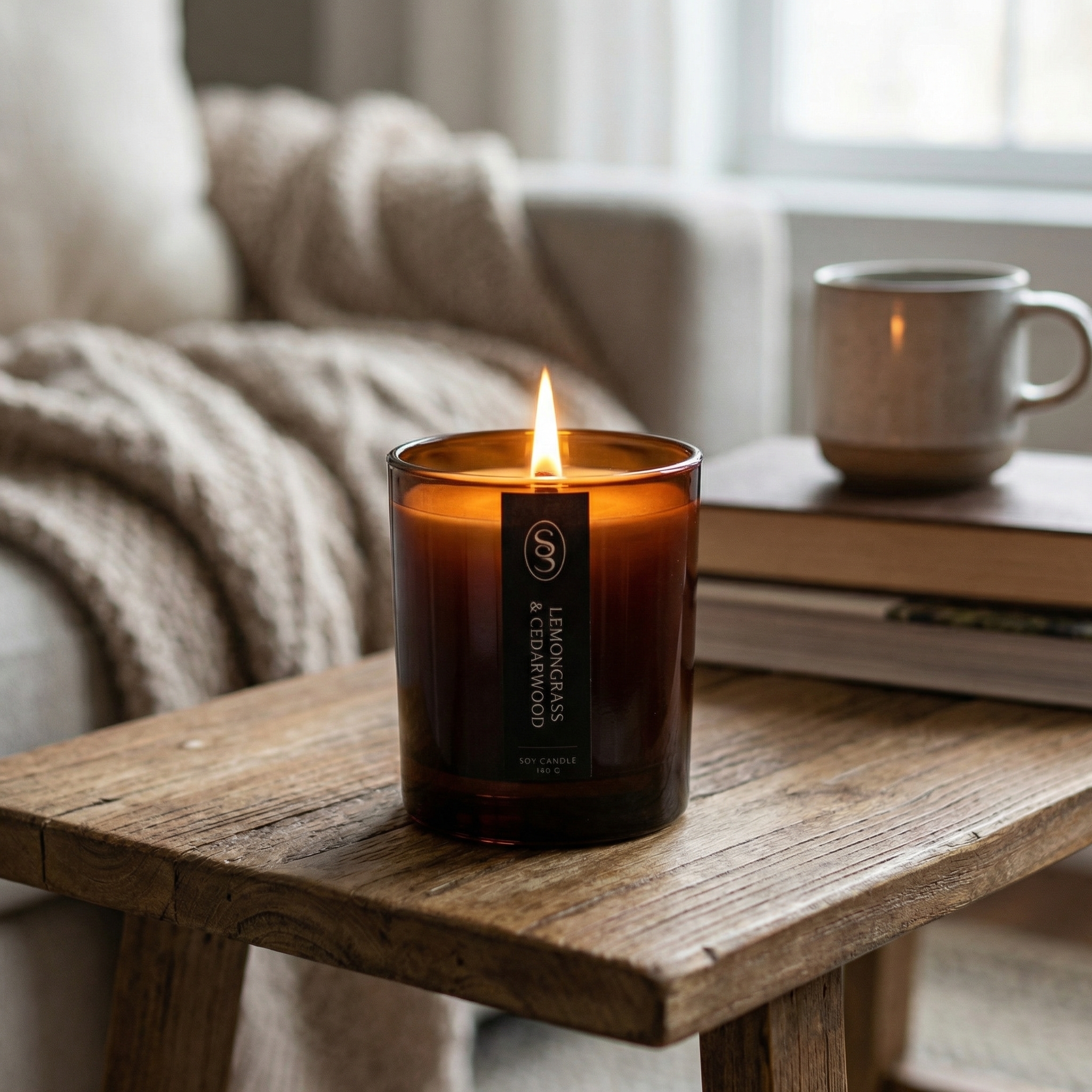 Lemongrass & Cedarwood Natural Soy Candle - Rejuvenating - Image 2