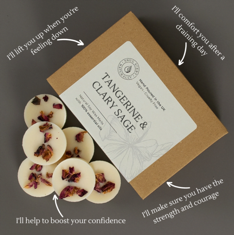 Snug Scent Natural Soy Wax Melts - Indulging (Tangerine & Clary Sage)