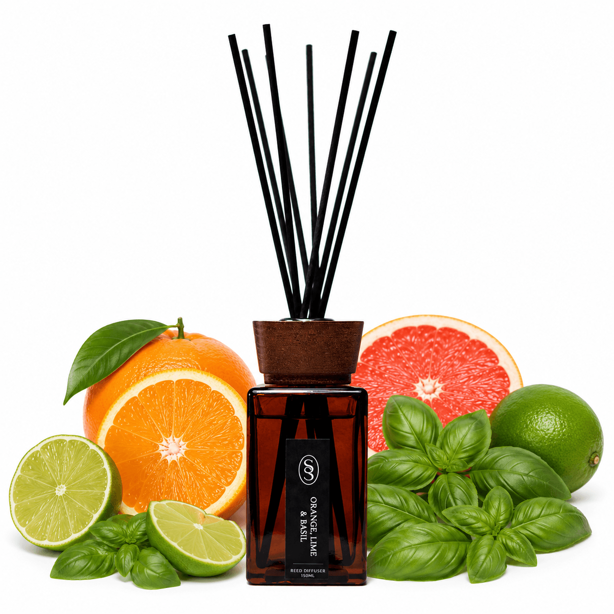 Orange, Lime & Basil Natural Reed Diffuser - Refreshing - Image 2