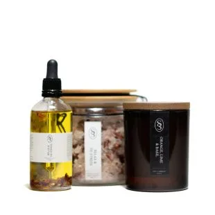 Sensational Natural Candle, Massage Oil and Bath Salts