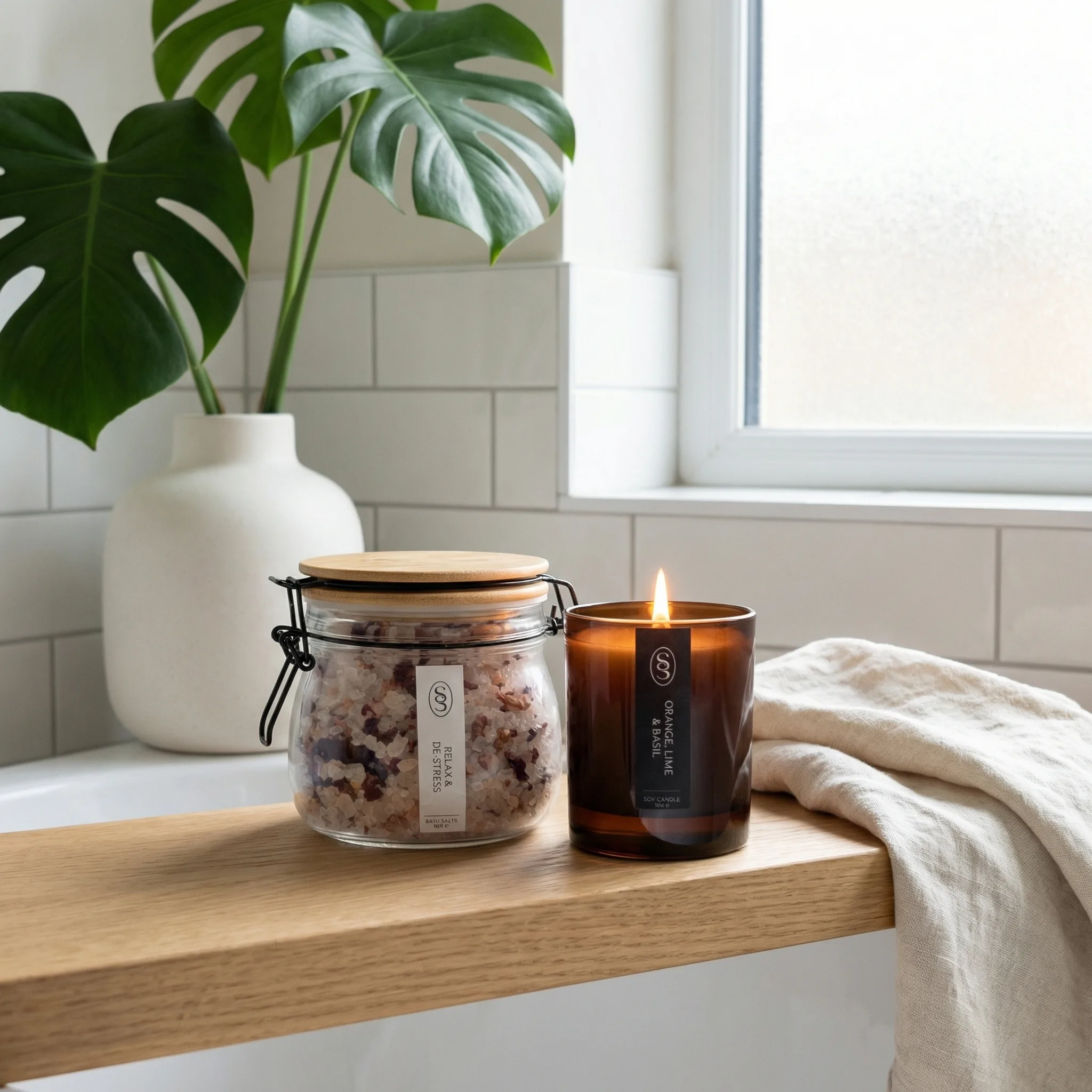Me Time Natural Candle & Bath Salts Gift Set - Image 2