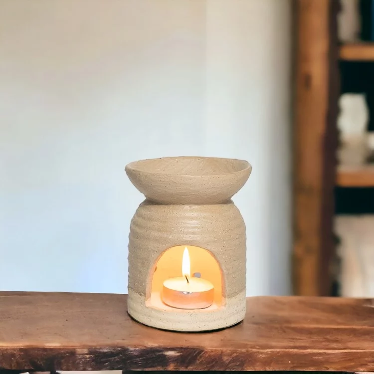 Beige Stoneware Wax Melts Burner