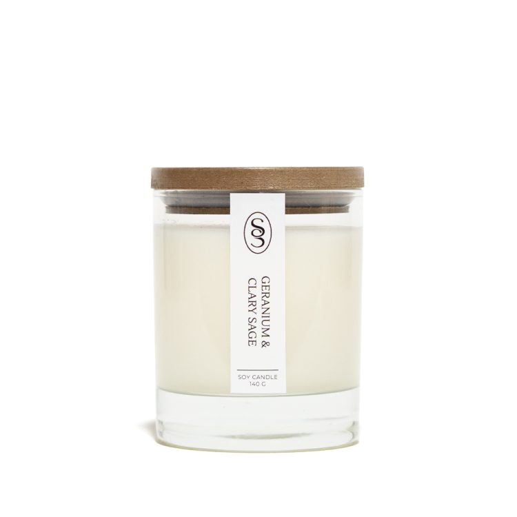 Geranium & Clary Sage Natural Candle - Harmonising