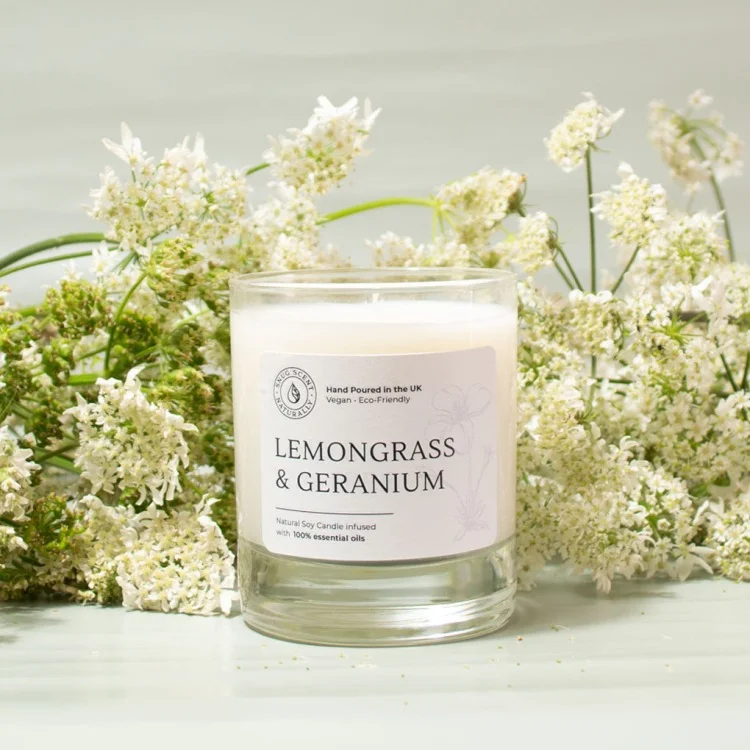 Lemongrass & Geranium Natural Candle - Alleviating