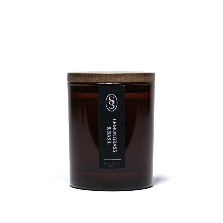 Lemongrass & Basil Natural Candle - Calming