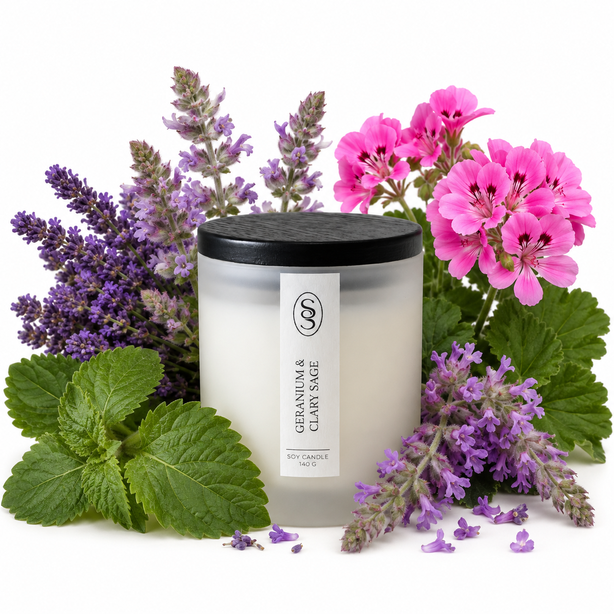 Alternative view of Geranium & Clary Sage Natural Candle - Harmonising