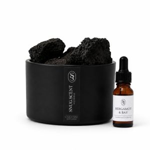 Snug Scent natural lava stone diffuser with grounding Bergamot & Bay essential oil blend
