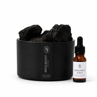 Snug Scent natural lava stone diffuser with grounding Bergamot & Bay essential oil blend