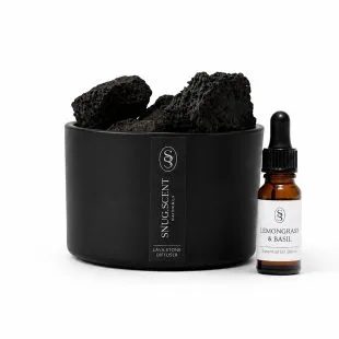 Snug Scent natural lava stone diffuser with calming Lemongrass & Basil essential oil blend