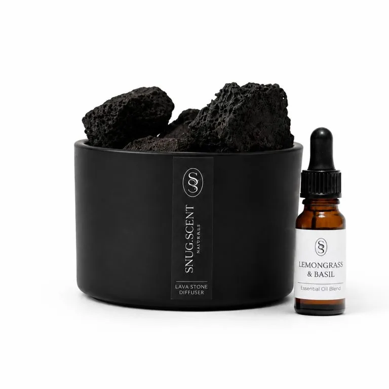 Snug Scent natural lava stone diffuser with calming Lemongrass & Basil essential oil blend