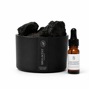 Snug Scent natural lava stone diffuser with rejuvenating Lemongrass & Cedarwood essential oil blend