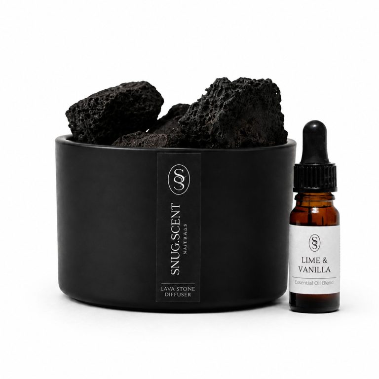 Snug Scent natural lava stone diffuser with enhancing Lime & Vanilla essential oil blend