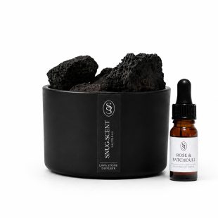 Snug Scent natural lava stone diffuser with balancing Rose & Patchouli essential oil blend